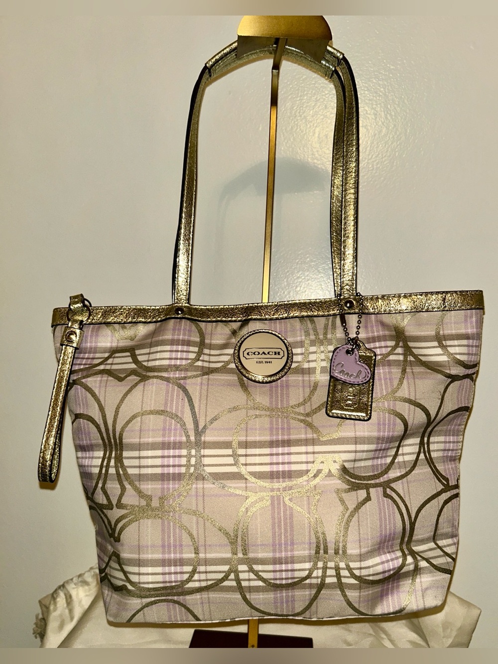 Coach Signature Tartan Plaid Tote -